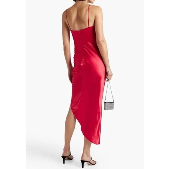 Cinq a Sept 100% Silk Emilia Dress Draped Spaghetti Strap Satin Crystal Midi - Picture 13 of 14